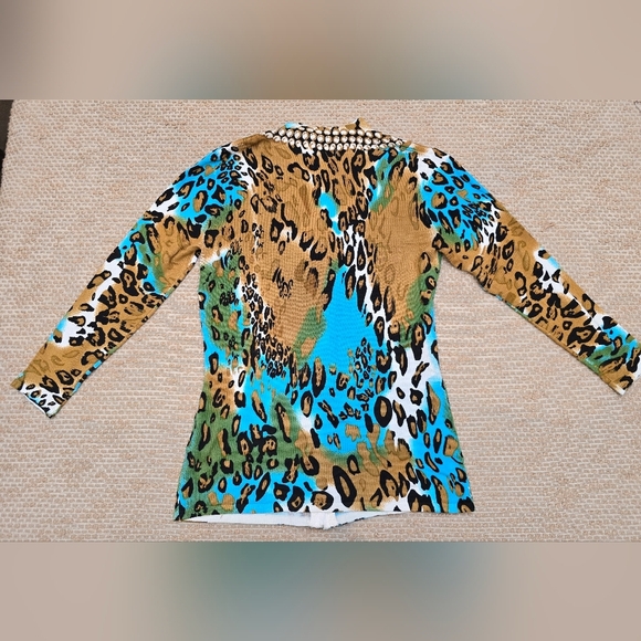 Kaily K Blouse animal print blouse size medium 3/4 sleeve - Picture 6 of 10